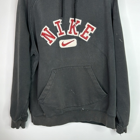 Vintage Nike Spellout Black Hooded Sweatshirt Size Large 90s Grunge - Picture 3 of 12